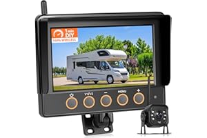 Motorsi Cámara de Marcha Atrás Inalámbrica de 7 Pulgadas con Visión Nocturna Infrarroja de 720P y Resistencia al Agua IP68 para Coches,SUV,Furgonetas y Camiones,Compatible con Grabación en Bucle,BSD