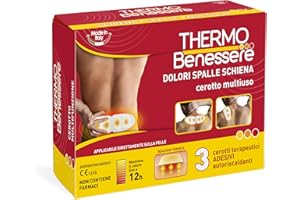 THERMO THERAPY Cerotto Caldo Multifunzione Schiena e Spalle - Ideale per Alleviare i Dolori Muscolari - Calore Fino a 12 Ore - Formato: 3 Cerotti Multifunzione per Schiena e Spalle – Thermo Benessere