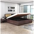 T.G. FURNITURE Solid Sheesham Wood King Size Bed with Hydraulic and Headboard Storage for Bedroom Living Room Home King Size Cot (Walnut Finish)
