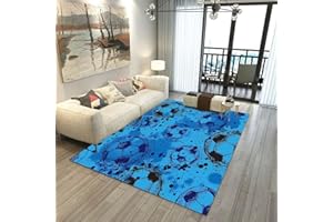 XISNUIENT Football Rugs Boys Bedroom Living Room Rug Large 3D Graffiti Football Pattern Rug Blue Green Football Carpet Kids Teens Gaming Mat Washable Nursery Rug Runner Doormat (Blue,80x120cm)