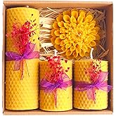 Petekoğlu Decorative Natural Honeycomb Beeswax Candle Large Floral Set Beeswax Candle Beeswax Candle Set of 4