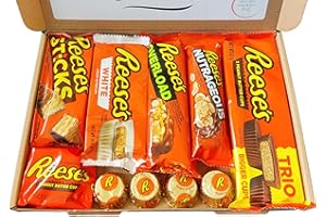 SWEETIEPOST Reeses American Chocolate Gift Box | Reese's Peanut Butter Chocolate Hamper | Reese American Candy Gift Set Selection | Chocolate Letterbox Friendly Gift Box | Chocolate Gift for Reeses Lovers
