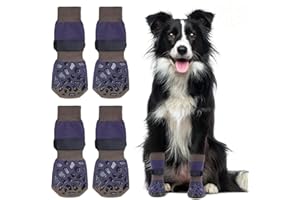 Dog Socks for Paws Stop Licking, Oiyeefo 2 Pairs [Injured Paw Protector] Indoors Anti-Slip Dog Boots with Grips and Adjustable Velcro Strap for Large/Medium/Small Dogs Scratching Prevent (Size M)