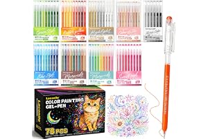 Laconile 78 Gelpennor för Vuxna – 0,6 mm Fin Spets för Målarböcker, Ritning, Scrapbooking, Skrivande och Bullet Journal – 72