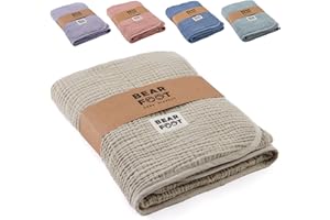 BEARFOOT Kocyk dziecięcy – muślinowy koc polarowy (bawełna, polar), puszysty, miękki, przytulny, dla niemowląt, noworodków, dzieci, prezent dla chłopców i dziewczynek z okazji narodzin (Summer Sand)