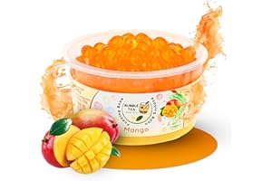 Bubble Tea Express – Fruchtige Popping Boba Perlen Mango 490g | Bubble Tea Perlen mit fruchtigem Geschmack | Vegan, Glutenfrei, Laktosefrei | Fruchtsaftperlen mit Algenhülle