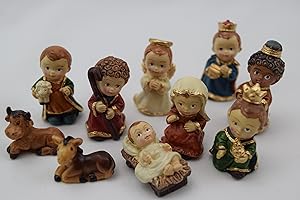 be4To© Kinder-KRIPPE KRIPPENFIGUREN-Set Miniatur BABYSTYLE 10 teilig FEINE KUNSTSTEINFIGUREN HANDBEMALT KUNSTHANDWERK