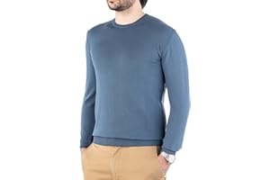 Cashmere Zone - Maglione Uomo Girocollo in Puro Cotone Egiziano Artigianalità Italiana e Confort a Manica Lunga