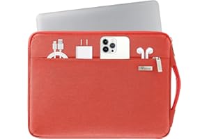 Voova Funda Portatil 15.6 16 Pulgadas (37×25,5×2,5CM) Funda Portátil 360°Protectora 15,6 Funda Ordenador para Macbook Pro 16,Acer ConceptD 16,Lenovo 16,Inspiron 16 Bolsa Portatil, Rojo