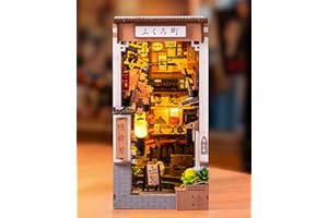 Rolife Book Nook Kit Casas Miniaturas para Montar Sakura Wine Alley Puzzle Madera 3D Adultos con Luces Decoracion Hogar Libro Maquetas para Construir Adultos Regalo para Profesora Madre Niños