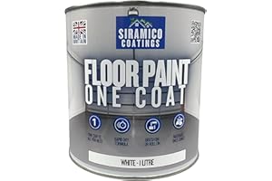 SIRAMICO COATINGS One Coat Anti-Slip Floor Paint | 1 Litres | 5 Modern Colours I Waterbased, Quick Drying Formula | White, Black, Greys (White, 1 Liter)