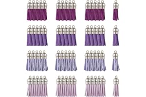 BEEFLYING 60 Pieza Azul de Imitación de Gamuza Borla Colgante Decoraciones Mini Retro Encanto Extremos de Cordón para Bricolaje Pulsera Collar Pendiente Llavero Joyería