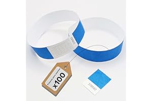 Europaband Lote de 100 pulseras tyvek para identificación en eventos y fiestas – resistentes a las roturas e impermeables (azul)