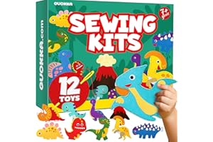 QUOKKA Kids Crafts Ages 4-8 - DIY Beginner Needle and Thread Kit - 12 Sewing Kit Basic - Fun Arts Crafts for Kids Ages 6-8 Girls Boys - Plastic Needles, Scissors - 6+ Year Old Girl Gifts