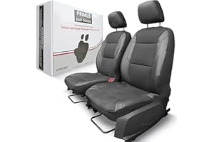 PRIMUS SEAT COVERS Premium Leatherette Car Seat Covers with Air-Mesh & Memory Foam – Universal Front Seat Protector, Airbag Compatible, Breathable Comfort, Protects Seats – Driver & Passenger with Headrest Covers