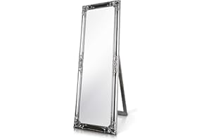 ‎ROCOCO BY CASA CHIC Rococo by Casa Chic - Silberner Shabby Chic Spiegel zum Hinstellen oder Aufhängen - Handgefertigt - Barock - Groß - 130x45 cm - Antik Silber - Facettenschliff