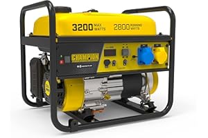 Champion Power Equipment 500560 3200 Watt Portable Frame Petrol Generator – 224cc Engine, 12 hour run time, digital display intelliguage for easy maintenance, AVR Technology for power surge protection