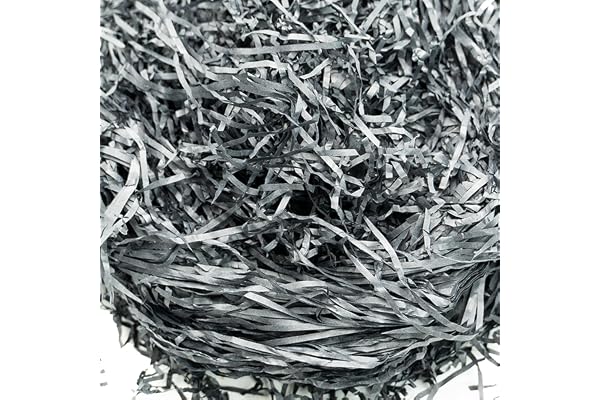 100 Grammes Papier Déchiqueté, Shredded Papier Kraft Raffia Remplissage, Panier Cadeau de Remplissage Remplir des Fournitures de Fête et Emballage Cadeau, Papier de soie déchiqueté (Noir)