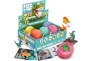 Byncceh Bombe da bagno con sorpresa all'interno, Dinosauro Bomba da Bagno Effervescenti, set regalo fatto a mano da 6 pezzi, kit spa Natural Fizzies con giocattoli come regali per bambini