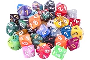 SIQUK 35 Pièces Dés Polyédriques Jeu de Dés 10 Faces Multicolore Dés pour DND RPG et Enseignement des Mathématiques avec Pochettes Gratuites