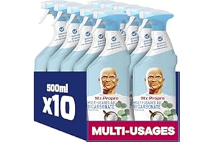 MR PROPRE Mr. Propre Spray Nettoyant Multi-Usages, Grand Format (500ml x10), Parfum Eucalyptus avec Bicarbonate de Soude, Élimine 99.9% des Tâches Tenaces, Convient aux Surfaces Alimentaires