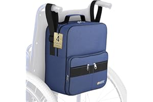 iMedic Deluxe Sac pour Fauteuil Roulant - Sacoche pour Fauteuil Roulant - Pochette Fauteuil Roulant S’attache aux Poignées pour un Rangement Pratique - Accessoire Fauteuil Roulant - Bleu marine