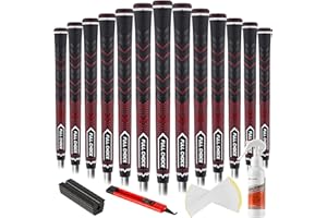 Full Choice Rubber Golf Grips 13 Pack, High Traction, Non-Slip, Advanced Texture, Choose from 13 Grips or 13 Grips with Regripping Kit, Standard/Mid/Jumbo Size, 4 Colors Available RG01 Golf Club Grips