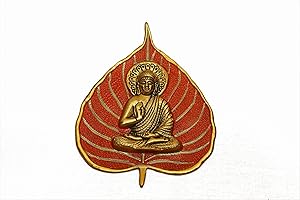 Charmy Crafts Metal Buddha On Leaf, Wall Hanging, Room Decor, Best Housewarming, Gifts Article for Wall Decor (Sinopia Orange)