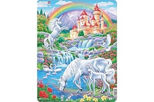 Larsen PG2 Unicorni sotto l'arcobaleno, Puzzle Incorniciato con 32 pezzi