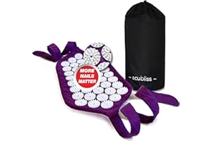 Acubliss Acupressure Mat Strap — 1,848 Nails, On-The-Go Acupuncture Mat — Back Support Belt Pain Relief & Zone Therapy — Christmas Gifts for Women and Men, Stocking Fillers, Bag, 42 x 20 cm, Purple
