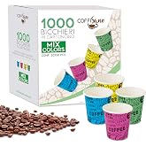 COFFISANO 1000 Paper Coffee Cups 75ml Disposable Colored Assorted Biodegradable Compostable Small Disposable Cups for Espress