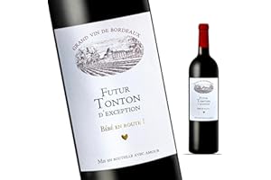 FUNFEST Etiqueta Botella de Vino Burdeos del anuncio de Embarazo - Futuro Tonton de excepción - Anuncio futuro nacimiento para Tonton