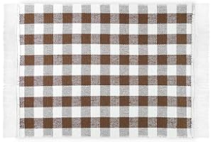 WohnDirect Tappeto da cucina a scacchi marrone 50 x 75 cm per cucina, corridoio, soggiorno • Tappeto da cucina antiscivolo e lavabile in lavatrice • Tappeto in cotone al 100% con frange giocose