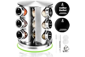 SAEIV 360° Giratorio Especieros Para Cocina, (20 x 100 ml) Botes Especias Con Especiero Giratorio,Especiero Giratorio Para Cocina