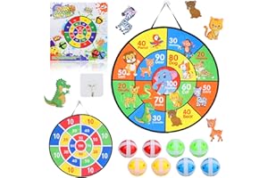 GUBOOM Gioco di Freccette, Bersaglio per Freccette a Doppia Faccia Pieghevole, Bersaglio per Freccette Appendibile per Interni ed Esterni con 8 Palline Adesive e 1 Gancio, Giochi per tutte le età,66cm