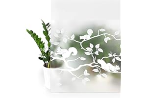 ‎DECOMEISTER DecoMeister Fensterfolie statisch selbsthaftend Glasfolie UV-Schutz Sichtschutzfolie Dekofolie für Schlafzimmer, Badezimmer, Kinderzimmer Adhäsionsfolie 45x240 cm Pineview Eichhörnchen