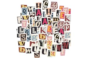 ZBHDEYG 104 Autocollants Alphabet Scrapbooking, Autocollants Alphabet Rétro, Autocollants Valise, Autocollants Ordinateur Portable, Autocollants Décoration Bricolage (4 Feuilles Chacune De 26 Lettres)