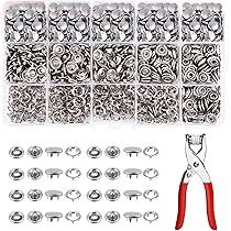 80 Paire Boutons à Coudre Bouton Pression Metal Pressions Couture En Argent Noir