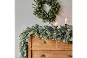 KEKECHAORAN Künstlicher Weihnachtsgirlande Aus Kiefernholz, Roß Tannengirlande aus Kunststoff 180cm, Weihnachtsgirlande für Treppen,Tisch,Wand,Innen- und Außen-Weihnachtsdeko