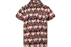 King Kameha Mens Fun Hawaiian Christmas-Print-Shirts Short-Sleeve Casual Button-Down Shirts