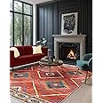 DEFYNEE Machine Washable Rugs for Living Room, 90x150 cm Non-Slip Kitchen Rugs Non Slip, Rugs for Hallway, Moroccan Rug for Living Room, Hallway, Bedroom, and Kitchen, Red