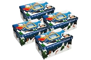 SIMPAHOME Christmas Eve Box Decorative Festive Gift Treat Box - Santa Blue Set of 4 - Flat Packed Assembly Required - 15.5cm (H) x 33.5cm (L) x 23cm (W)