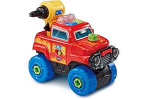 VTech-Baby Vehículo Monster Truck Repara y construye, Coche Interactivo Desmontable, Juguete niños +2 años, Herramientas y Piezas para Reparar, Cambia Las Ruedas, Capo, Parachoques, Versión ESP