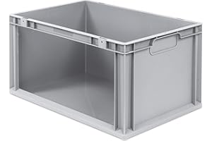 aidB Eurobox NextGen Store Seite offen, 600x400x320 mm, robuste Regalbox mit Entnahmeöffnung, stapelbare Kunststoffkiste, ideal für die Industrie