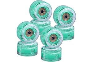 METROLLER 8 Pack 54mm x 32mm Roller Skate Wheels with Bearing ABEC-7 Installed, Indoor Outdoor Light up Wheels for Roller Skates Durable Wear-Resistant PU 82A Wheels Roller Skate Accessories