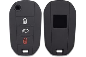 LAGE Guscio in Silicone per Telecomando 3 Tasti Citroen Cactus C3 C4 C5 C6 C8 C4L DS3 DS4 DS5 Picasso Xsara e Peugeot 208 301 308 408 508 2008 3008 5008 RCZ (vedere compatibilità nelle foto) (NERO)