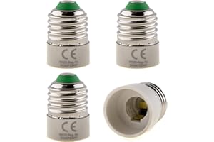 SEKI Zestaw 4 szt. – oprawka E27 na oprawie E14 adapter do lampy; adapter do żarówek halogenowych LED i energooszczędnych żarówek, biały, biały