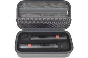 Boobowl Wireless Mikrofon Gehäuse kompatibel mit JBL Wireless Zwei Mikrofon/für JBL Partybox, Handheld Dual Mic Reisespeichertasche für Empfänger, Batterien und anderes Zubehör (Grau)