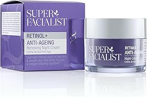 Super Facialist Retinol+ Anti-Ageing Night Cream - Face Cream with Retinol & Hyaluronic Acid for Fine Lines & Wrinkles, Vegan Friendly Anti Ageing Face Cream for Smooth Skin, 50ml