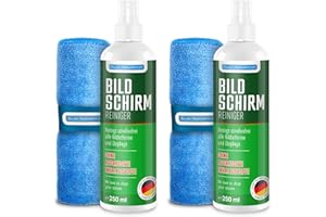 Blum Manufaktur Bildschirmreiniger 2 x 250 ml + 30x30 cm Mikrofasertuch supersoft 365GSM - Screen Cleaner - Display Reiniger